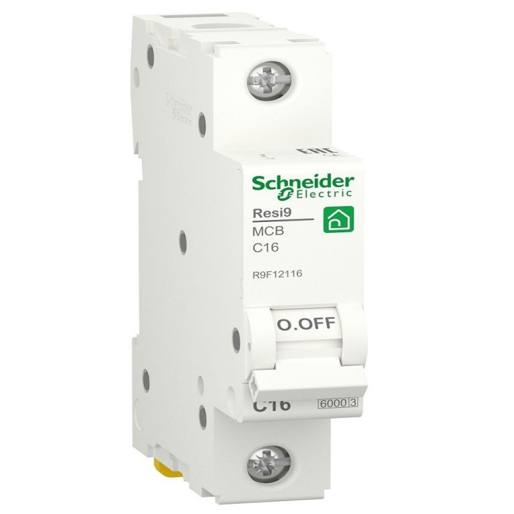 Автоматичний вимикач 1P 16A C 6kA Schneider Electric Resi9 R9F12116 - Основні контакти  