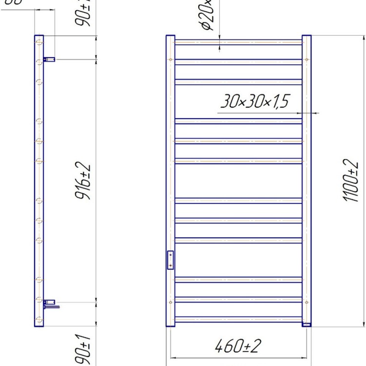 Рушникосушарка електрична MARIO Преміум Класік-I 1100x500 TR К таймер-регулятор - Основні контакти 07