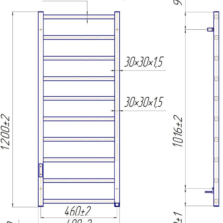 Рушникосушарка електрична MARIO Токіо-I 1200x500 TR К таймер-регулятор - Основні контакти 06