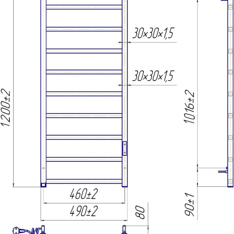 Рушникосушарка електрична MARIO Токіо-I 1200x500 TR К таймер-регулятор - Основні контакти 07