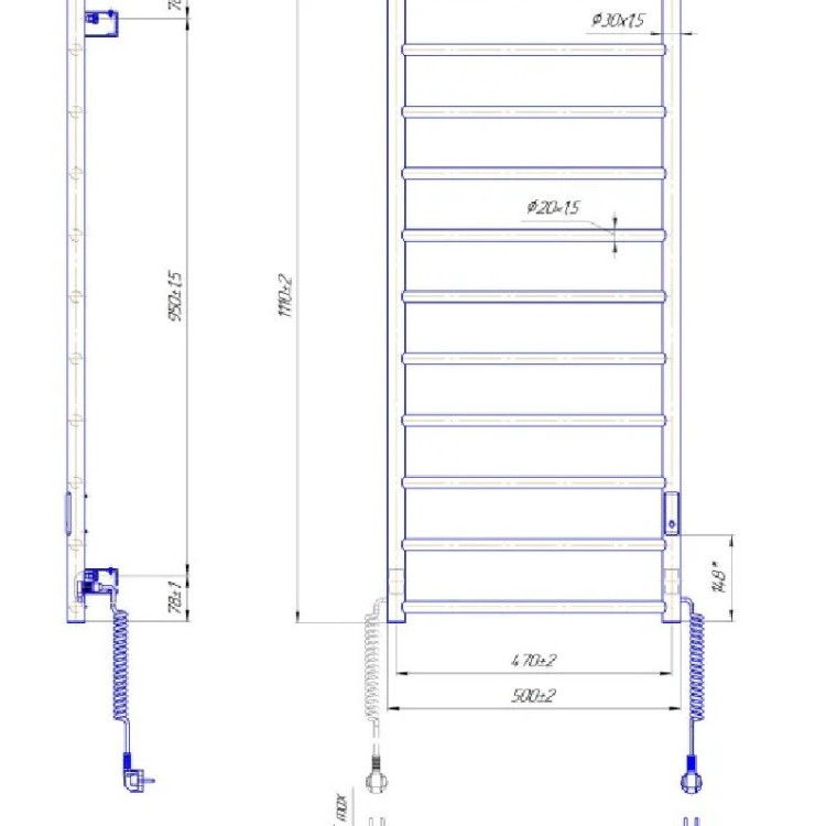 Рушникосушарка електрична MARIO Урбан-I 1110 x 500 TR2.0 К таймер-регулятор - Основні контакти 06