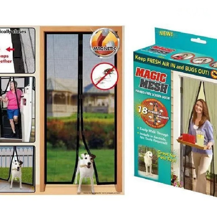 Москитная сетка на входную дверь Magic Mesh 210x100 см Бежевая - Основные контакты 02