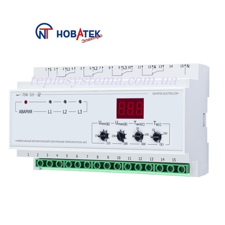 Перемикач фаз ПЕФ — 319 Новатек-Електро - Основні контакти 01 