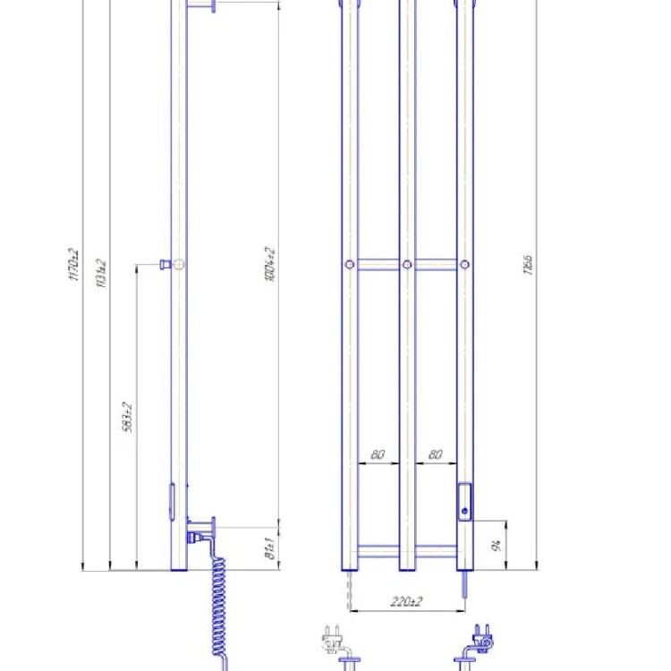 Рушникосушарка електрична MARIO e-INOX Соле-I 1170x250 TR 2.0 K таймер-регулятор - Основні контакти 05