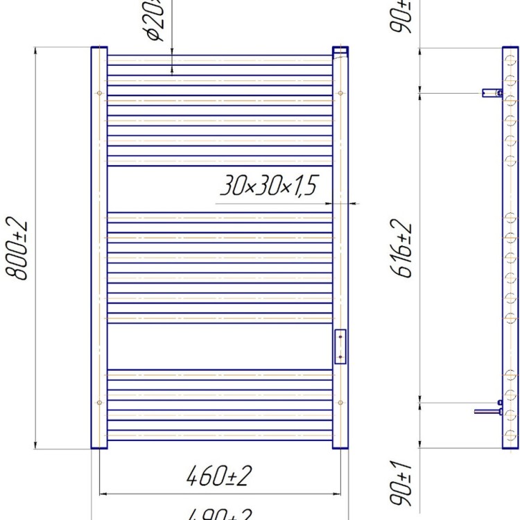 Рушникосушарка електрична MARIO Гера-I 800x500 TR К таймер-регулятор - Основні контакти 08