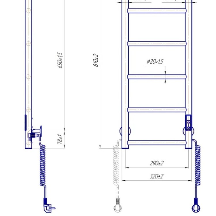 Полотенцесушитель электрический MARIO Классик F HP-I 800 x 330 TR таймер-регулятор - Основные контакты 05