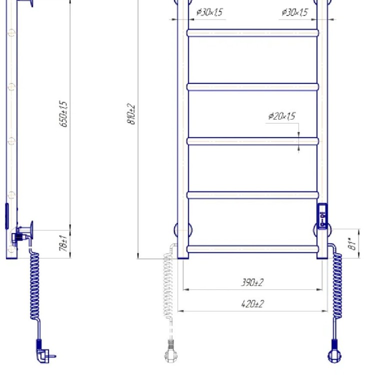 Рушникосушарка електрична MARIO Класік F HP-I 800 x 430 TR К таймер-регулятор - Основні контакти 06