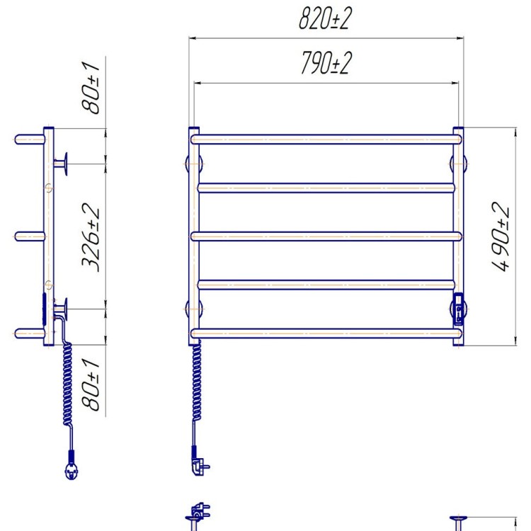 Рушникосушарка електрична MARIO Люкс Сіті-I 500х830 TR К таймер-регулятор - Основні контакти 09