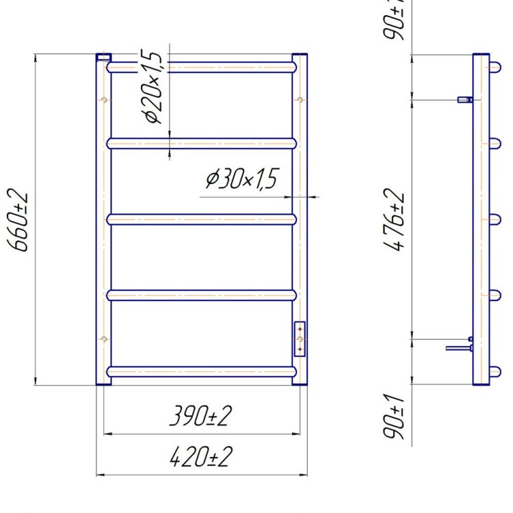 Рушникосушарка електрична MARIO Трапеція-I 650 x 430 TR К таймер-регулятор - Основні контакти 06