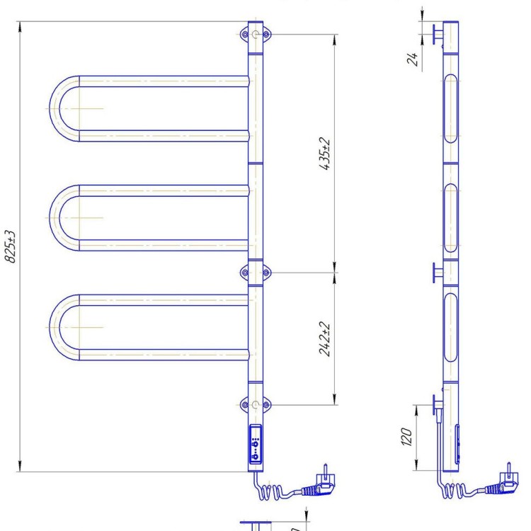 Рушникосушарка електрична MARIO Трістар-I 800x445 TR поворотна - Основні контакти 04