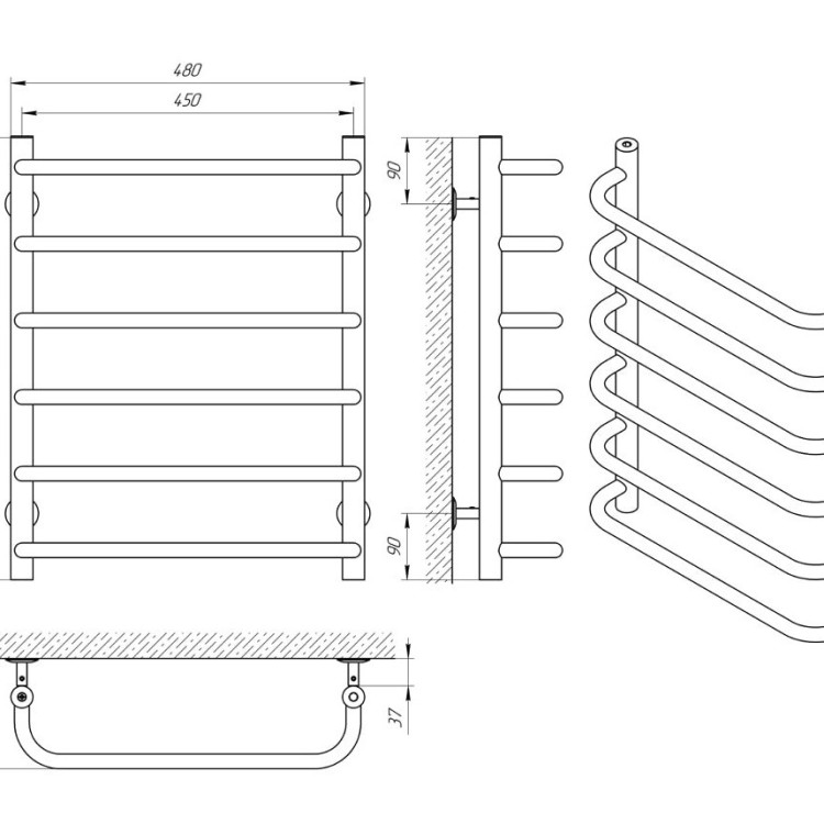 Водяна рушникосушарка  LARIS Стандарт П6 450 х 600 - Основні контакти 06