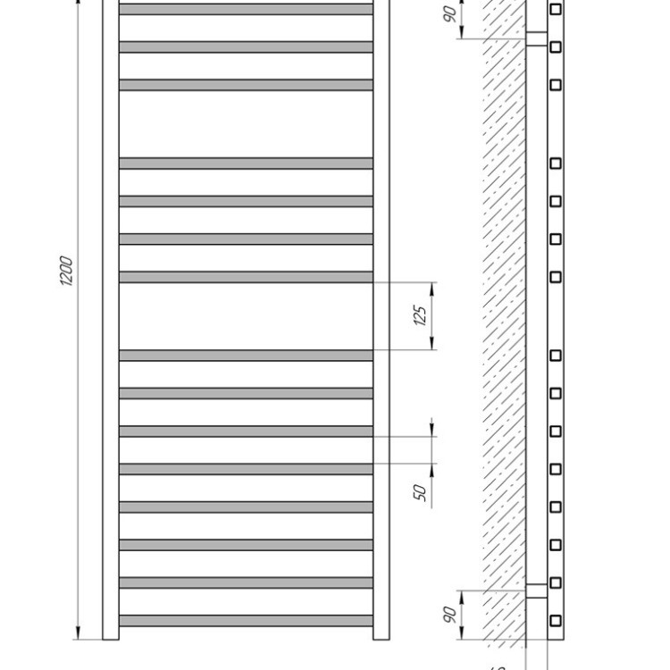 Водяна рушникосушарка Laris Імідж П15 500 х 1200 - Основні контакти 04