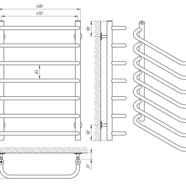 Водяна рушникосушарка  LARIS Стандарт П7 500 х 700 - Основні контакти 06