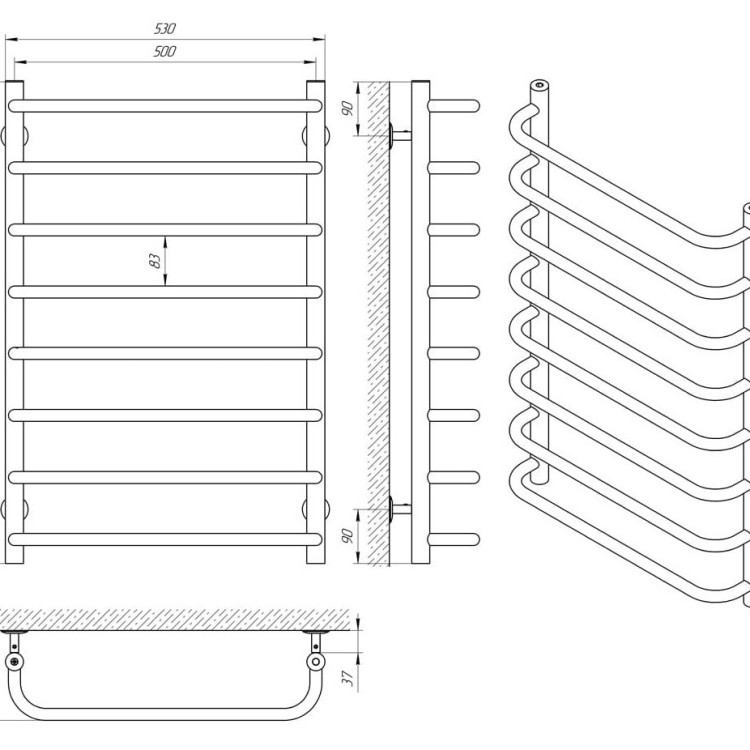 Водяна рушникосушарка  LARIS Стандарт П8 500 х 800 - Основні контакти 06