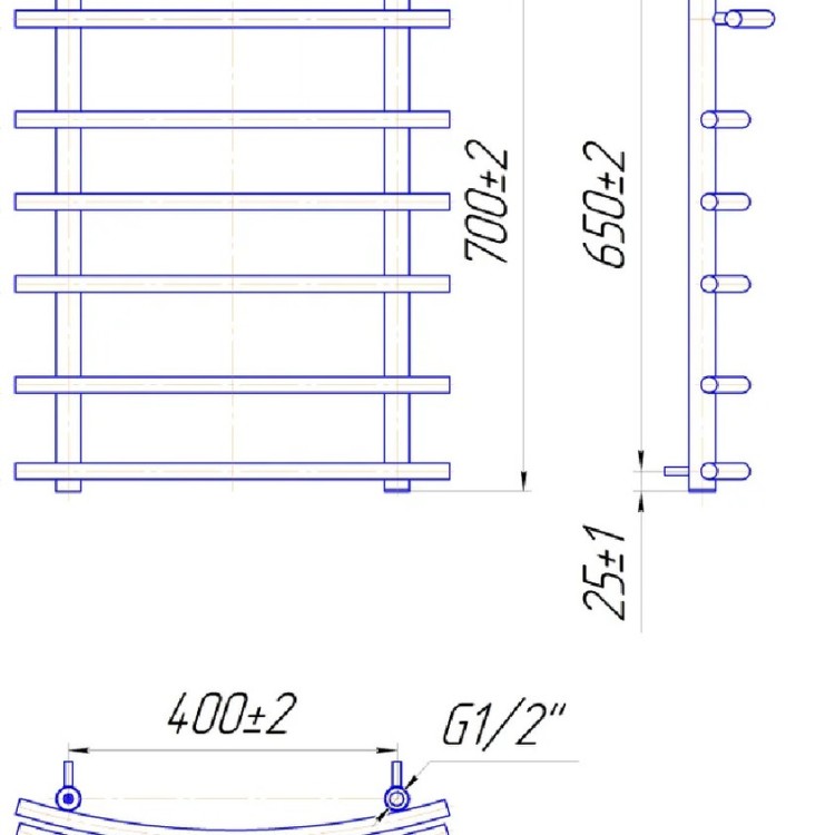 Рушникосушарка водяна Маріо  700 х 530/400 (Mario) - Основні контакти 02