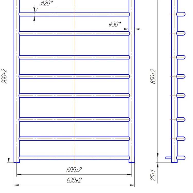 Рушникосушарка водяна  MARIO Класик 900 х 630/600 - Основні контакти 03