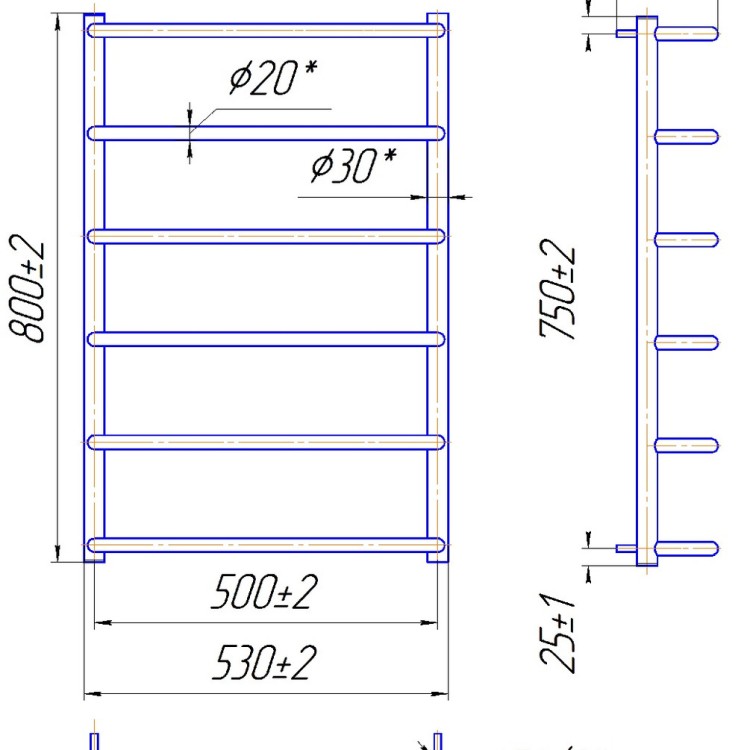 Рушникосушарка водяна MARIO Стандарт 800 х 530/500 - Основні контакти 03
