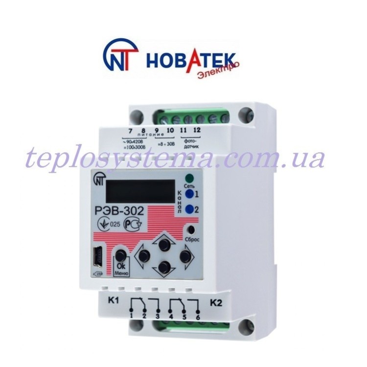 Програмовний багатофункціональний таймер REV — 302 (з фотореле) Новатек-Електро - Основні контакти 01 