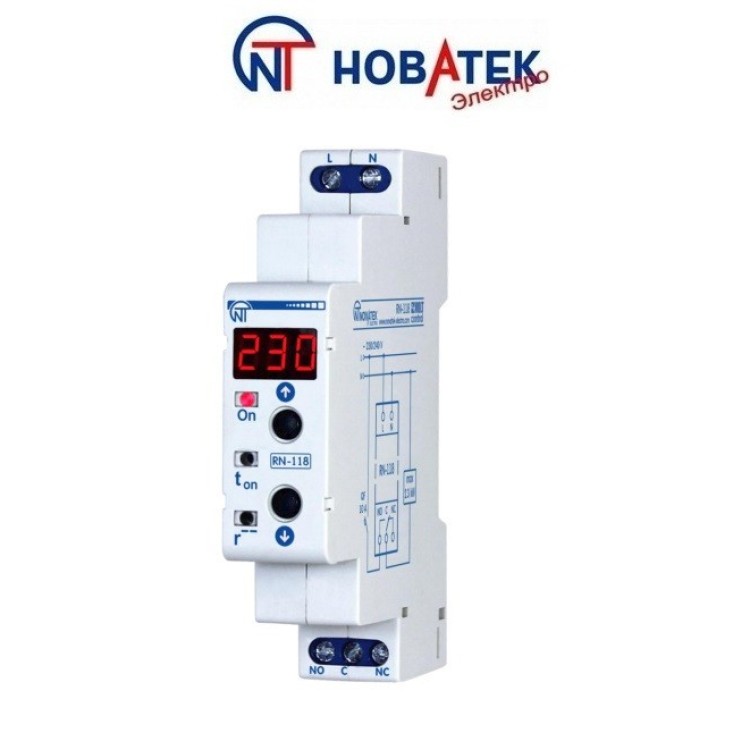 Реле контролю напруги RN — 118 (10 А, 2.3 кВт) "Новатек-Електро" (Україна) - Основні контакти 01 