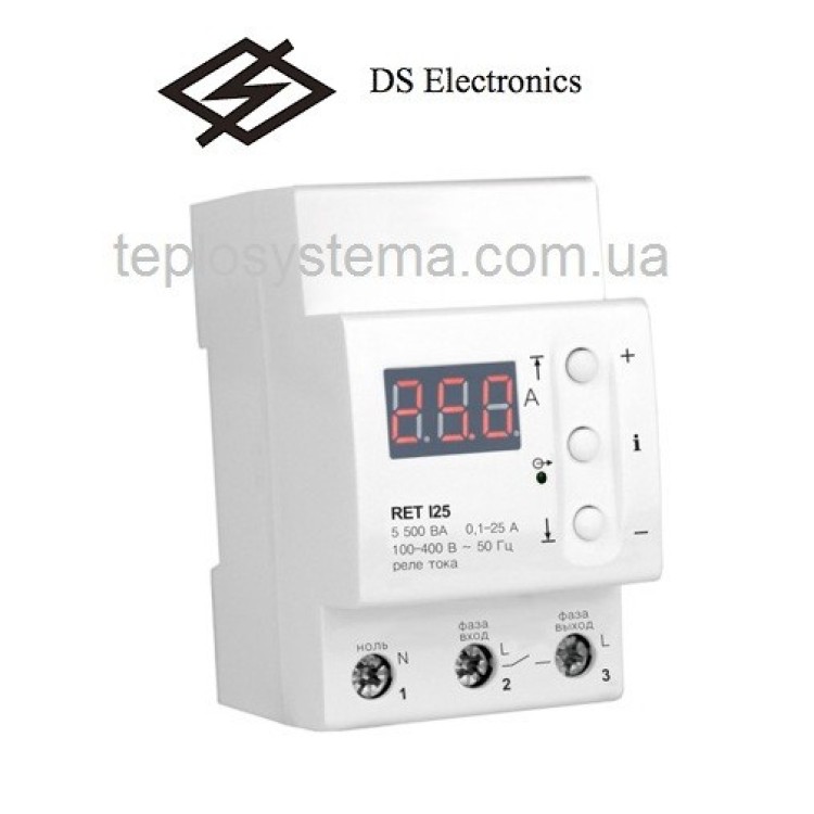Реле контролю струму ZUBR I25 (RET I25) однофазне (DS Electronics, Україна) - Основні контакти  