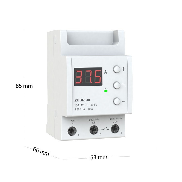 Реле контролю струму ZUBR I40 DS Electronics - Основні контакти 02