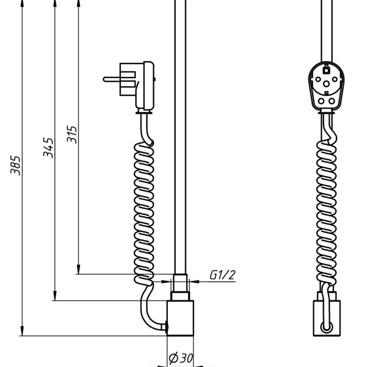 ТЕН для рушникосушарок NAVIN Basic 300W хром з таймером - Основні контакти 04