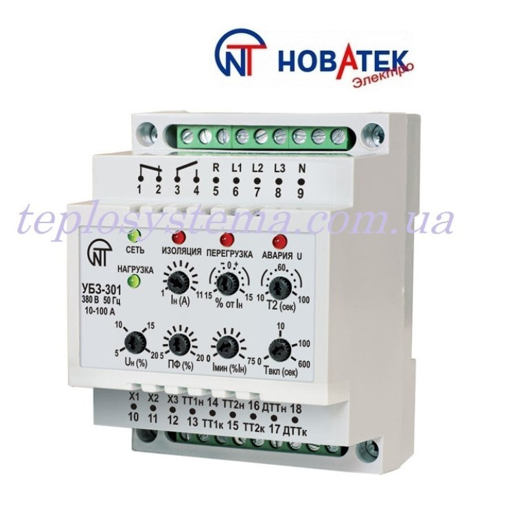 Універсальний блок захисту електродвигунів УБЗ — 301 (10-100 А) Новатек-Електро - Основні контакти 02