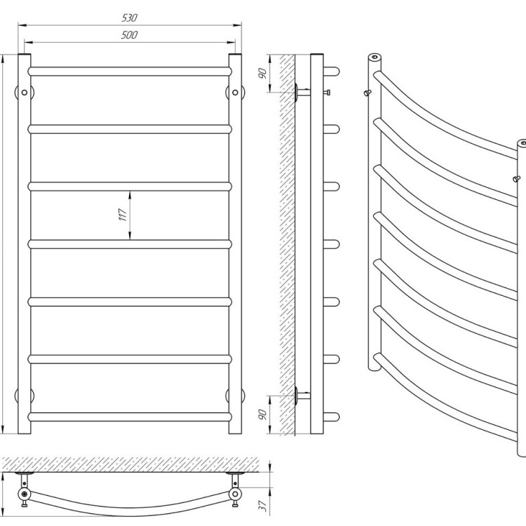 Водяна рушникосушарка Laris Флеш П7 500 х 900 - Основні контакти 04