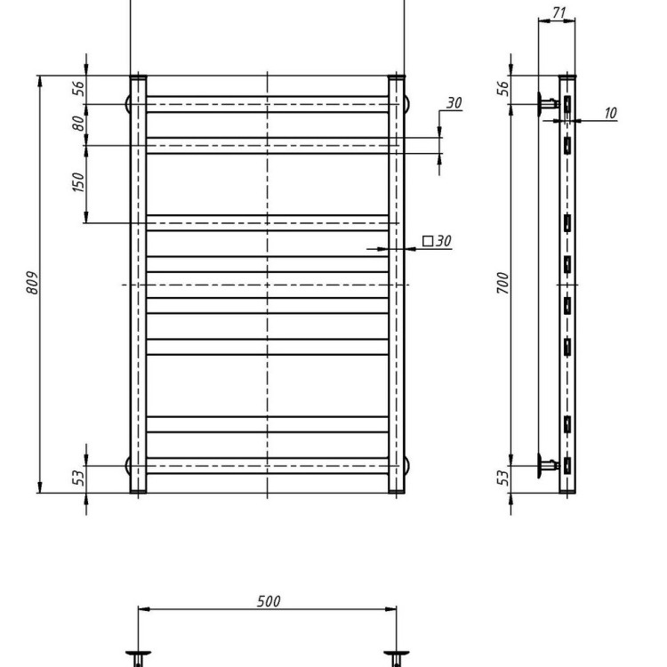 Водяна рушникосушарка NAVIN Авангард 500х800 (чорний муар) - Основні контакти 05