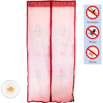 Москитная сетка на дверь на магнитах Красная с рисунком 208х98см - Основные контакты 